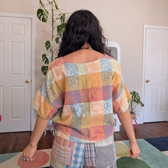 SOLD - Colorful Patchwork Repurposed Top - Picture 4 of 8
